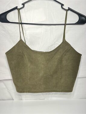 Small Dazz green cropped top spaghetti straps with buttoned back